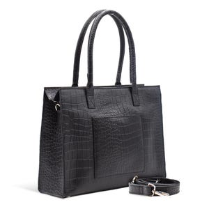 Crocodile Leather Tote Bag - Genuine Leather Shoulder Bag - Structured Handbag for Women - Elegant Office Bag - EL.1
