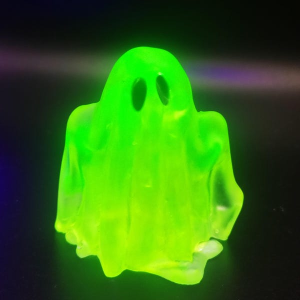 Uranium glass and resin ghoul - crushed glass in resin, vaseline glass, Czech uranium, vaseline glass, fallout, oddities, adopt a ghost