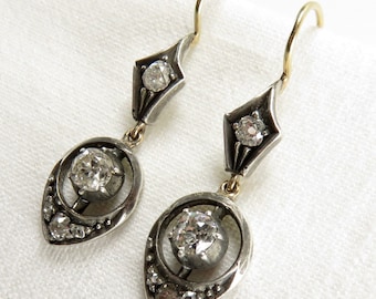 Circa 1900 Old European Cut Diamond Drop Earrings