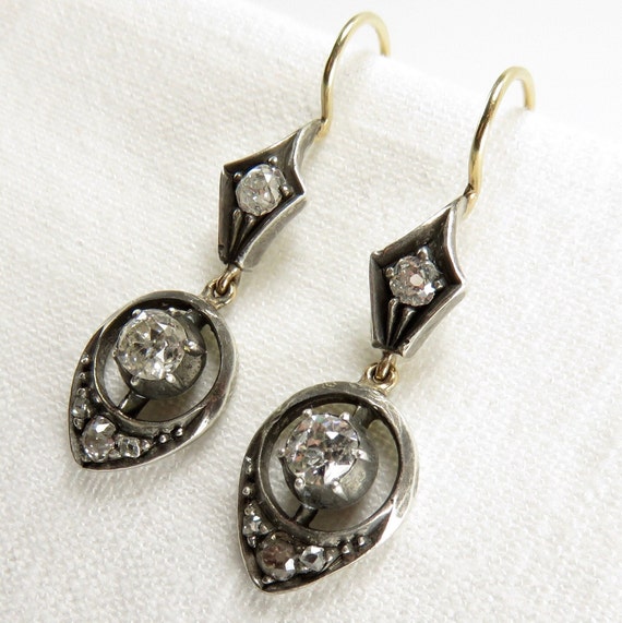 Circa 1900 Old European Cut Diamond Drop Earrings - Etsy
