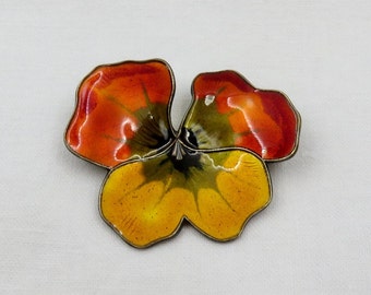 Vintage David Andersen Enamel Pansy Brooch