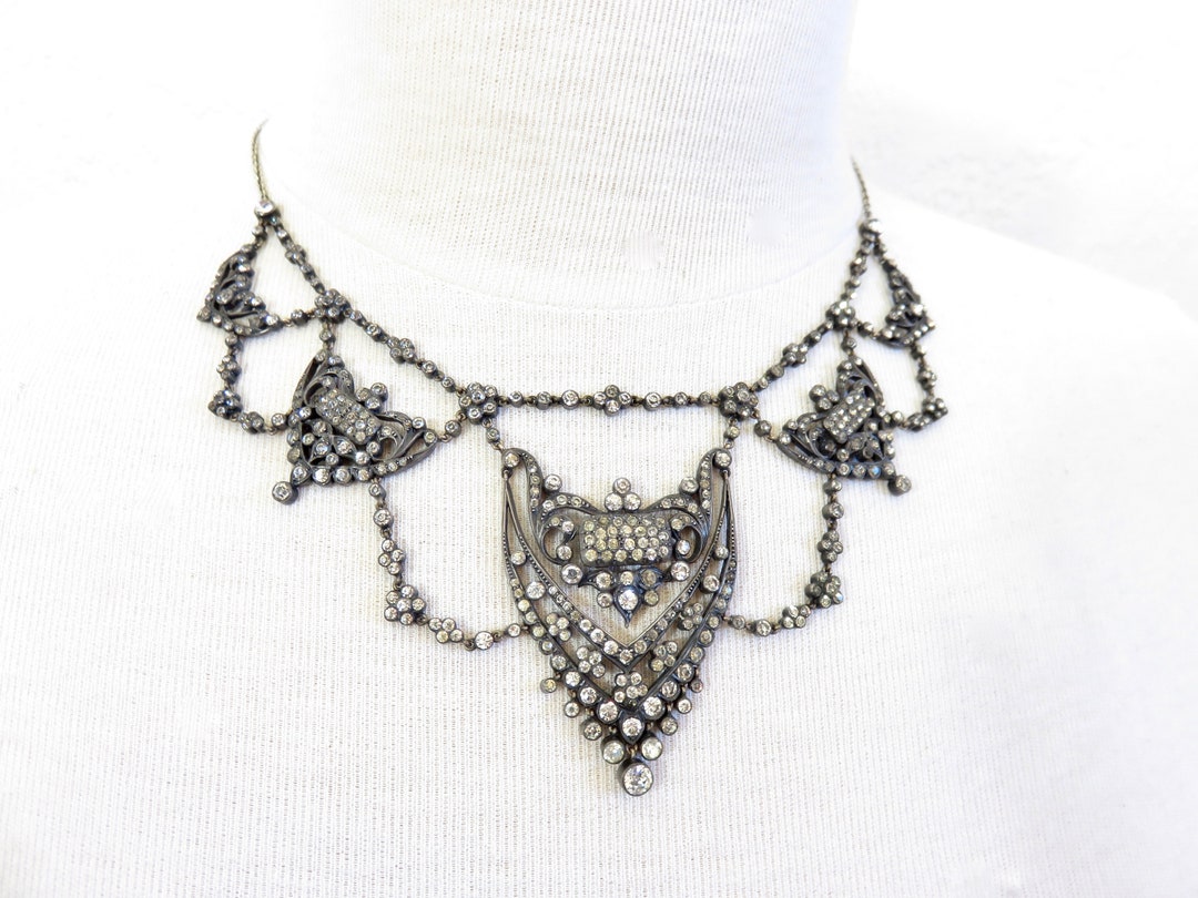 Circa 1900. Silver and Paste Stone Necklace - Etsy
