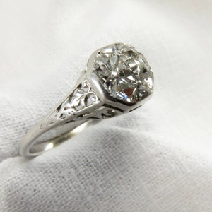 Circa 1915 Edwardian Platinum Engagement Ring with French Cut Diamonds, VS2 Clarity. image 2