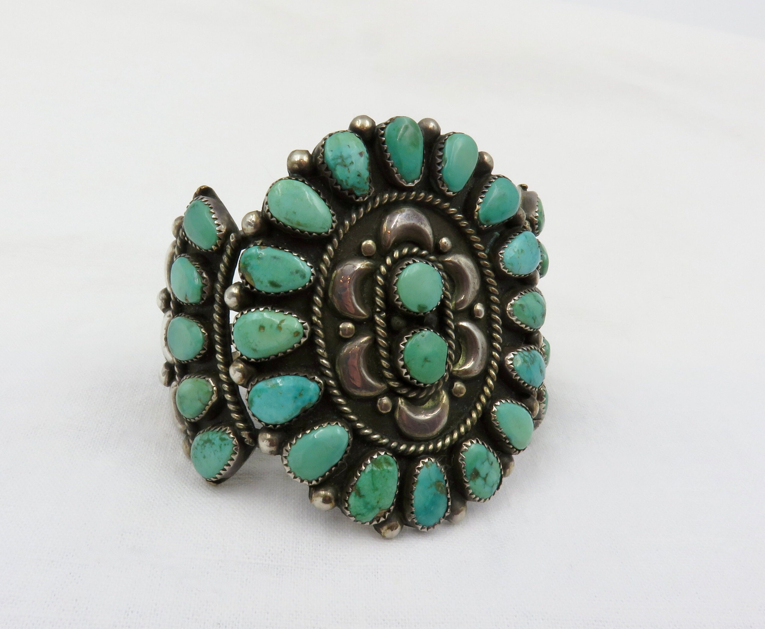 Huge Vintage Zuni 'Tears Of Joy Turquoise' Native American Jewelry Silver Ring Old Huge Vintage Zuni 'Tears Of Joy Turquoise' Native American Jewelry Silver Ring Old