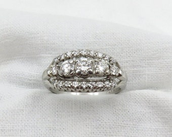 Circa 1950 Triple Row Diamond and Platinum Ring