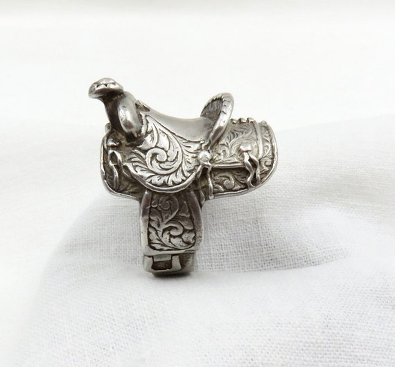 Vintage Silver Saddle Ring - image 1