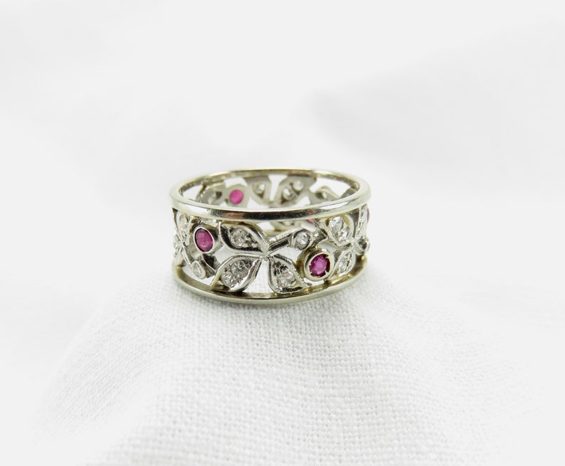 Circa 1920's Diamond and Ruby Eternity Band in Platinum - Etsy