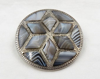 Circa 1900.  Banded Agate Scottish Star, Six Pointed Star