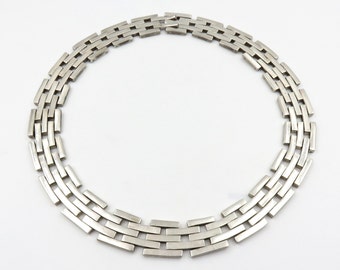 Vintage Mexican Silver Link Collar Necklace - Etsy