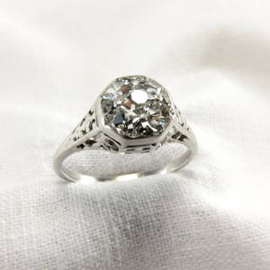 Circa 1915 Edwardian Platinum Engagement Ring with French Cut Diamonds, VS2 Clarity. image 3