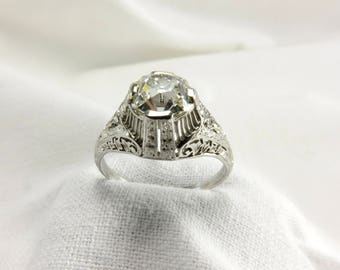Circa 1910 .85 Carat Mine Cut Diamond and Platinum Engagement Ring.
