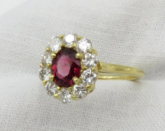 Mixed Oval Cut Red Spinel and Diamond ring.