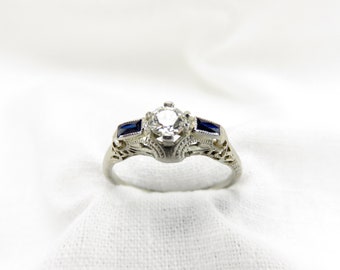 Circa 1930's Diamond Engagment Ring with 0.22 carat Old European Cut Diamond VS1 clarity G color
