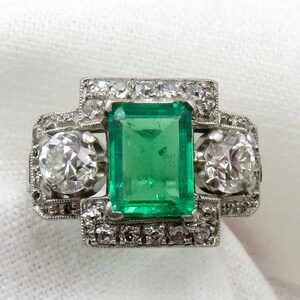 Circa 1920. Emerald and Diamond Ring - Etsy