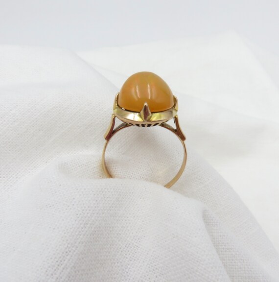 Circa 1910.  3.15 carat Mexican Fire Opal Ring - image 2