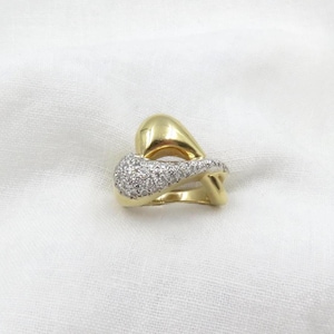 Circa 1960 14kt Gold and Diamond Modernist Design Ring