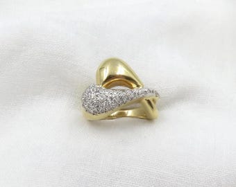 Circa 1960 14kt Gold and Diamond Modernist Design Ring