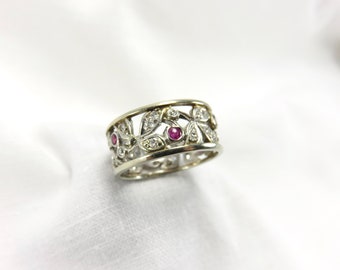 Circa 1920's Diamond and Ruby Eternity Band in Platinum and 14kt White Gold