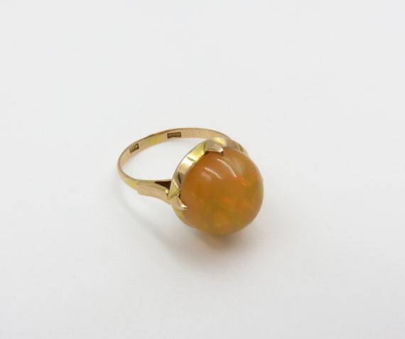 Circa 1910.  3.15 carat Mexican Fire Opal Ring - image 4