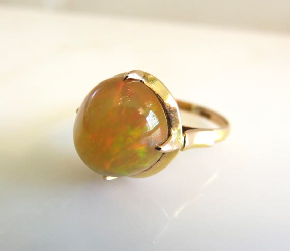 Circa 1910.  3.15 carat Mexican Fire Opal Ring - image 6