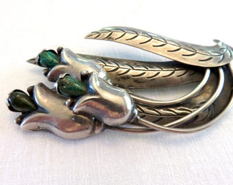 Circa 1940 Made in Mexico Silver Flower Brooch