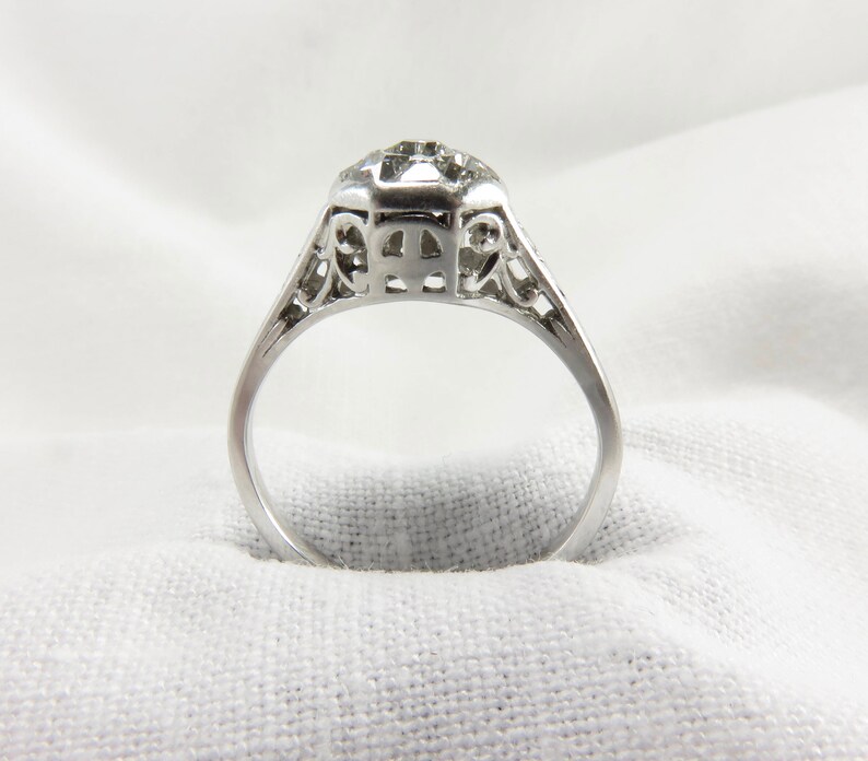 Circa 1915 Edwardian Platinum Engagement Ring with French Cut Diamonds, VS2 Clarity. image 7