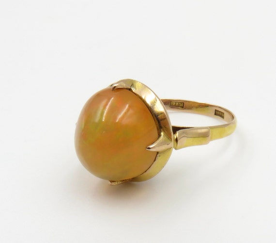 Circa 1910.  3.15 carat Mexican Fire Opal Ring - image 1