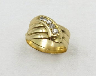 C. 1900 18kt gold and diamond snake ring