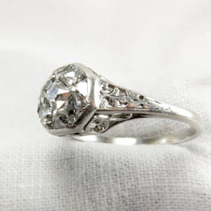Circa 1915 Edwardian Platinum Engagement Ring with French Cut Diamonds, VS2 Clarity. image 5