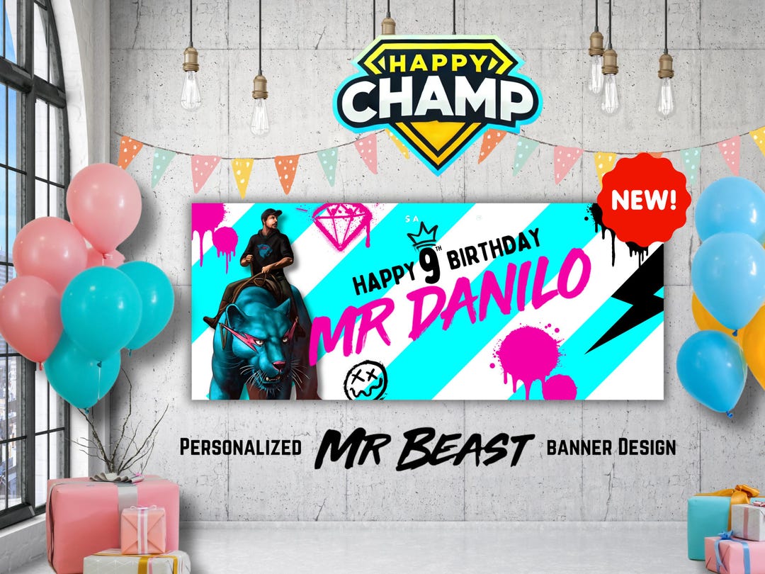 Mrbeast Birthday Banner Editable Digital Download, Epic Party Theme ...