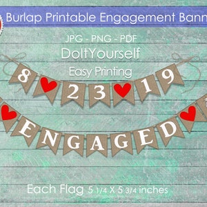 Burlap Engagement Banner/Pendent - DIY Printable
