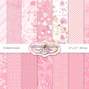 Fresh & Fun Pink Scrapbook Digital Paper Pack 18**INSTANT DOWNLOAD** - Etsy