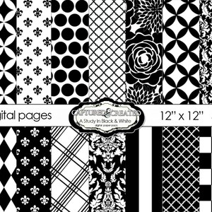 Black & White Mega Digital Paper Pack18**INSTANT DOWNLOAD**