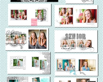 2024-2027 Zentangle/ Doodle Senior Girl Album 10 x 10,photo book, graduation album, photoshop template