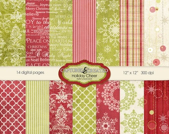Holiday & Cheer Digital Paper Pack (Instant Download)