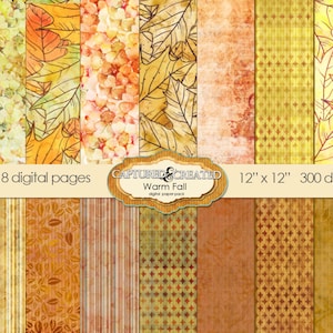 18 Warm Fall Digital Paper Pack *******INSTANT DOWNLOAD*********
