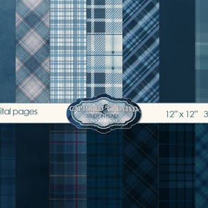 Aegean Blue - A Study In Plaid, 18 Digital Papers/ Blue Tones*****Instant Download