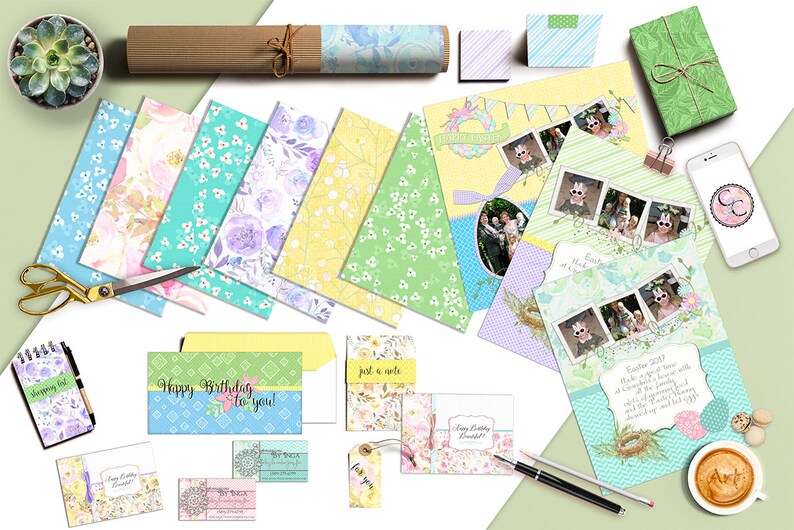 Fresh & Fun Green Scrapbook Digital Paper Pack 18**INSTANT DOWNLOAD ...
