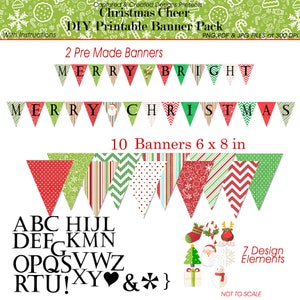 Weihnachten Cheer DIY druckbares Banner Pack Pack - Sofortiger Download - Weihnachten / Urlaub Printables - Weihnachtsfeierbedarf