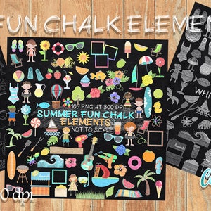 290 Summer Fun Chalk Elements\Clipart Sofort Download