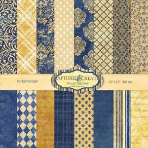 Royal Decree:Blue and Gold Digital Paper Pack Collection***INSTANT DOWNLOAD***