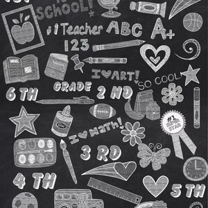 104 White Chalk School Elements/Clipart ****** Instant Download*******