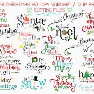 36 refranes navideños/WordArt/Clipart y 43 elementos en svg, png, pdf, eps y más.