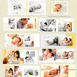 Baby Album, Yellow and Grey 8.5 x 11 Baby Photo Book/Album Templates* Instant Download*