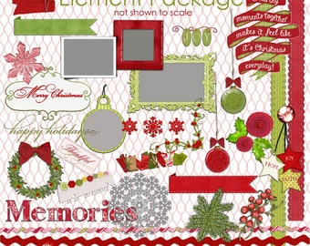 Simply Christmas 37-Elements/Clipart Designer Scrapbook Kit (Instant Download)