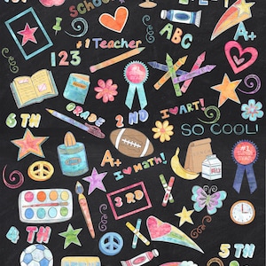 155 Colored Chalk School Elements/Clipart **** Instant Download****