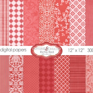 18 Richly Red Digital Paper Pack