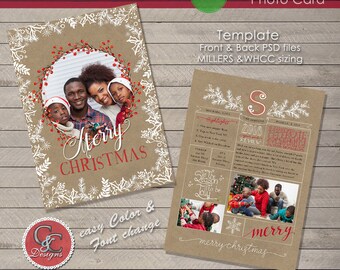 Christmas Year End Review Photo Card With Monogram Selection 17-06 * Instant Download*