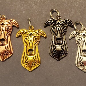 2 GREYHOUND Face Portrait Charm or 1 of EACH COLOR Racing Rescued Dog Puppy Jwl 1 of Each Color