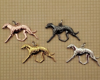 2 GREYHOUND Running Charms  - or 1 of EACH COLOR - (Pendant?) Racing - Rescued - Dog - Puppy (Jwl)